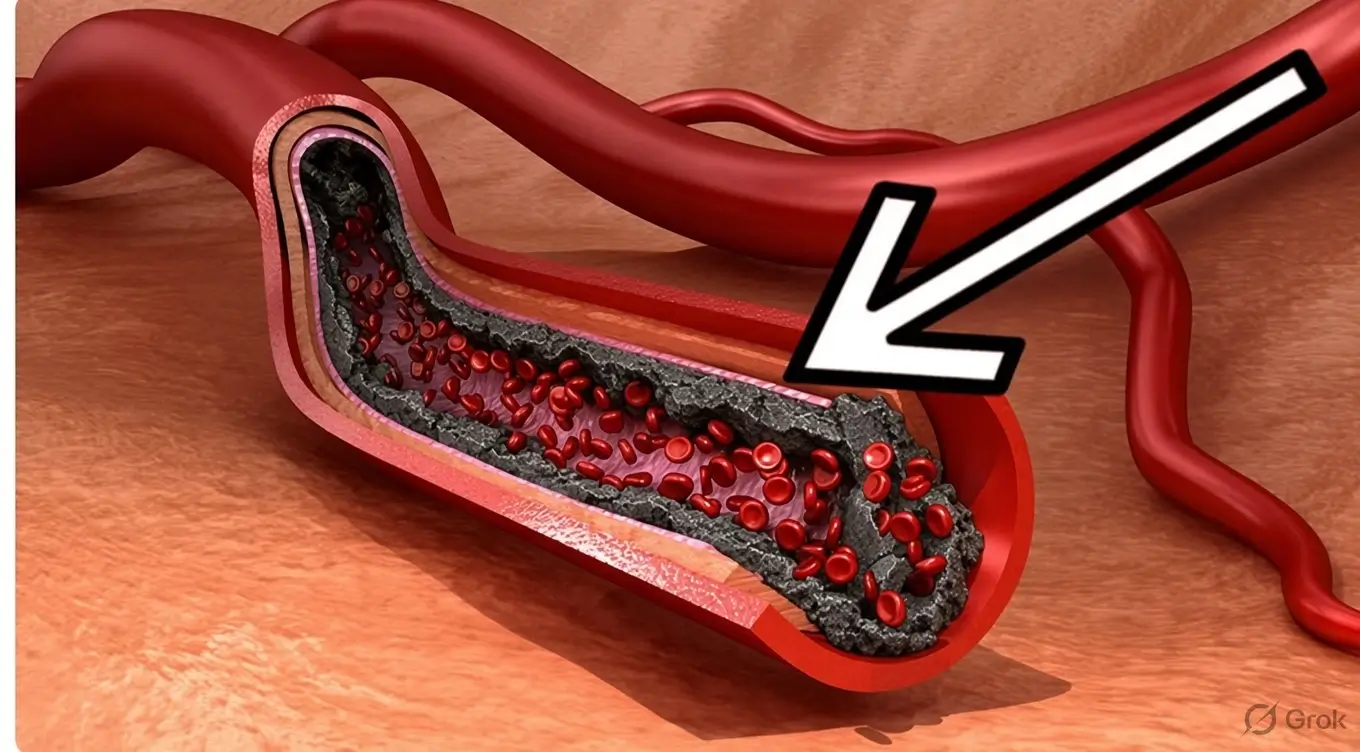 The Mechanism Behind Loss of Firmness Illustration of a partially blocked blood vessel representing the mechanism presented in the video about blood flow, firmness, and the Horse Baking Soda Trick.